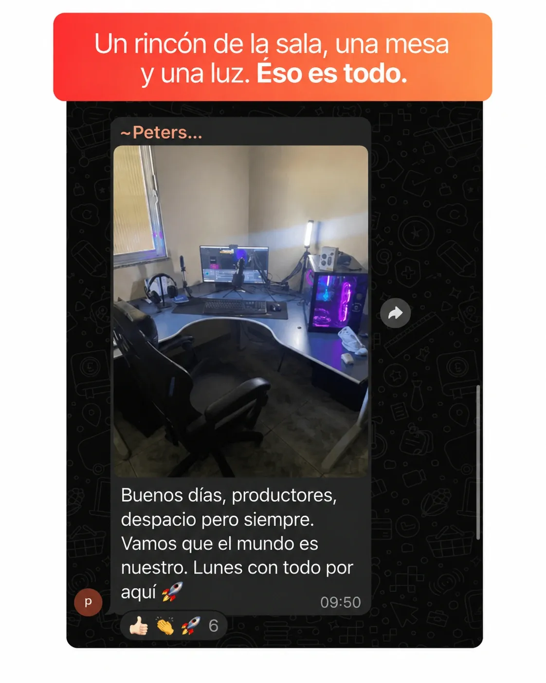Testimonio de un alumno sobre su setup con mesa y luz