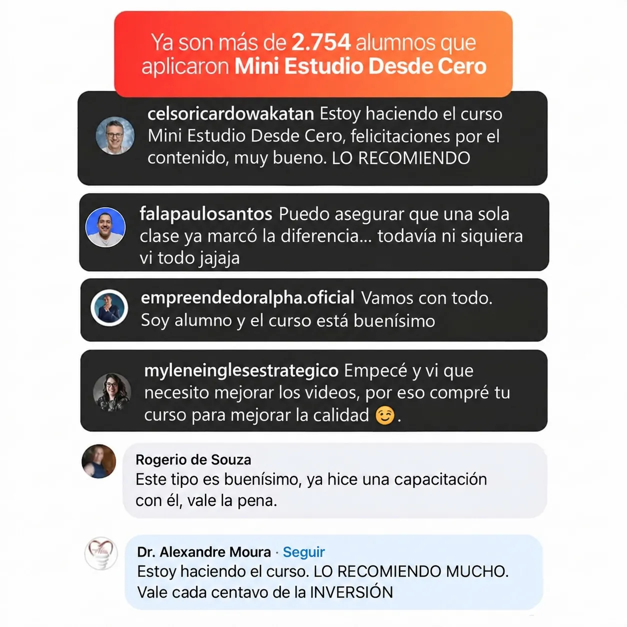 Más de 2,754 alumnos que aplicaron el Mini Estudio desde Cero